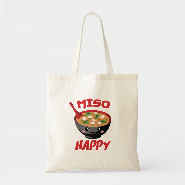 Bolsa Tote Miso Happy Funny Comida Kawaii (Frente)