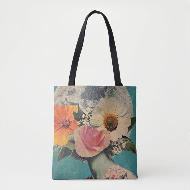 Bolsa Tote Mistério florescente debaixo da lua (Frente)