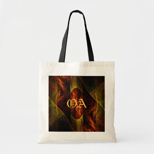 Bolsa Tote Mística - Abstrato de Arte da Selva - Bag Monogram (Frente)