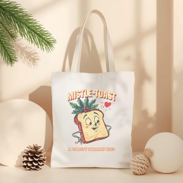 Bolsa Tote Mistle-toast – Funny Christmas Mistletoe Pun  (Criador carregado)