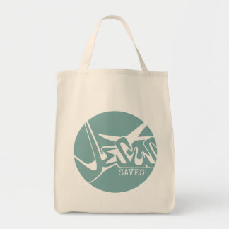 Bolsa Tote Mistura Círculo Azul A Cruz Jesus Salva Grafite