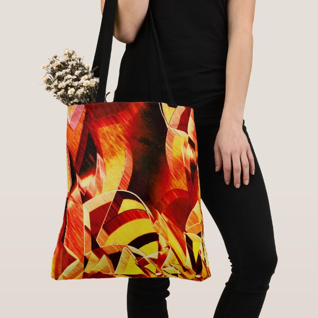 Bolsa Tote Mistura de amarelinho com vermelho escuro, forte l (Close Up)