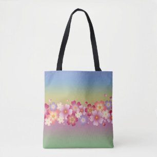 Bolsa Tote Mistura Sakura Blossoms Kimono Style Rainbow