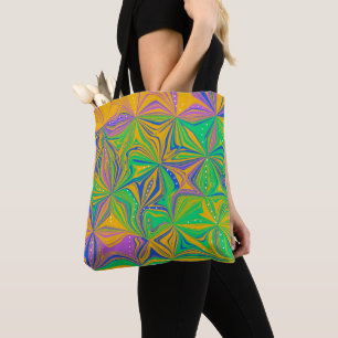 Bolsa Tote Mistura Verde Psicodélica Abstrata Colorida