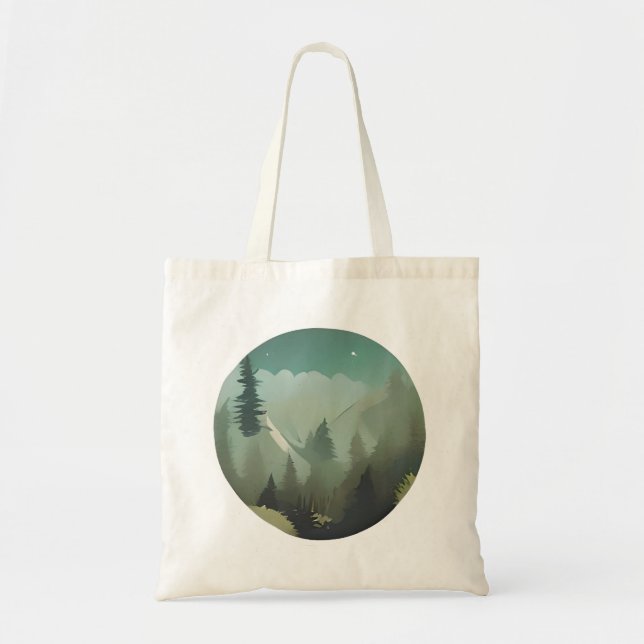 Bolsa Tote Misty Mountain Valley: Uma Silenciosa Fuga (Frente)