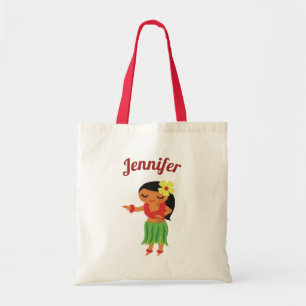 Bolsa Tote Miúdos havaianos bonitos de Luau da menina de Hul