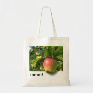 Bolsa Tote Mmm!   Maçã Prendendo Árvore   Texto personalizáve