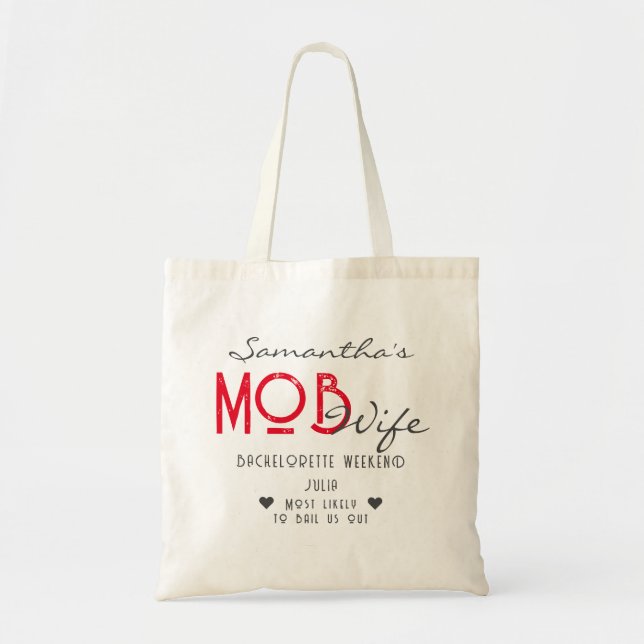 Bolsa Tote Mob Wife & Martini Black Bach Festa de solteira (Frente)