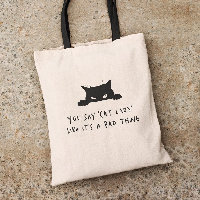 Bolsa Tote Moça de Gato Bonita Moderna e Gato Mãe (Criador carregado)