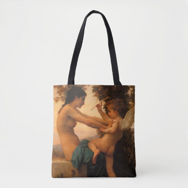 Bolsa Tote Moça se defendendo de Cupido de Bouguereau (Frente)