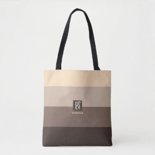 Bolsa Tote Mocha Latte - Paleta de Cores Listras Monograma