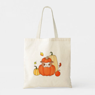 Bolsa Tote Mochi de Abóbora Kawaii Fofo Outono