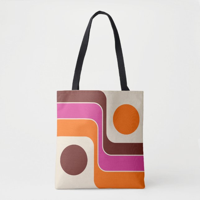 Bolsa Tote Mod Estilo Retro Geométrico dos Anos 70 (Frente)