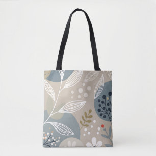 Bolsa Tote Mod White Floral em bege e verde