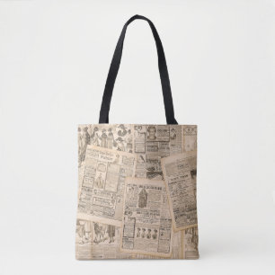 Bolsa Tote Moda antiga: Páginas de publicidade em jornal