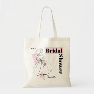 Bolsa Tote Moda Cor-de-Rosa Chá de panela Data Nome Orçamento