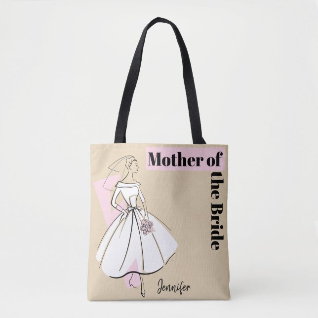 Bolsa Tote Moda Noiva Mãe Neutra da Noiva rosa (Frente)
