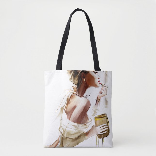 Bolsa Tote Moda: Retrato Contemporâneo Na moda. (Frente)
