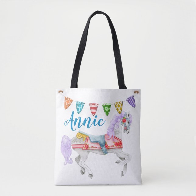 Bolsa Tote Modelo de Carrossel Horse Personalizado (Frente)