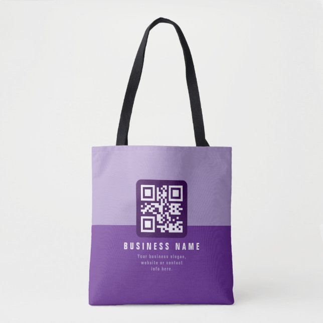 Bolsa Tote Modelo de código QR moderno editável | Púrpura (Frente)