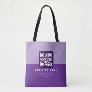 Bolsa Tote Modelo de código QR moderno editável   Roxos
