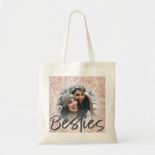 Bolsa Tote Modelo de Foto com Brilho em Rose Gold Bestie