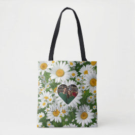 Bolsa Tote Modelo de foto floral do Boho White daisies