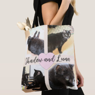 Bolsa Tote Modelo de Foto Pet Amigos com Nome Personalizado