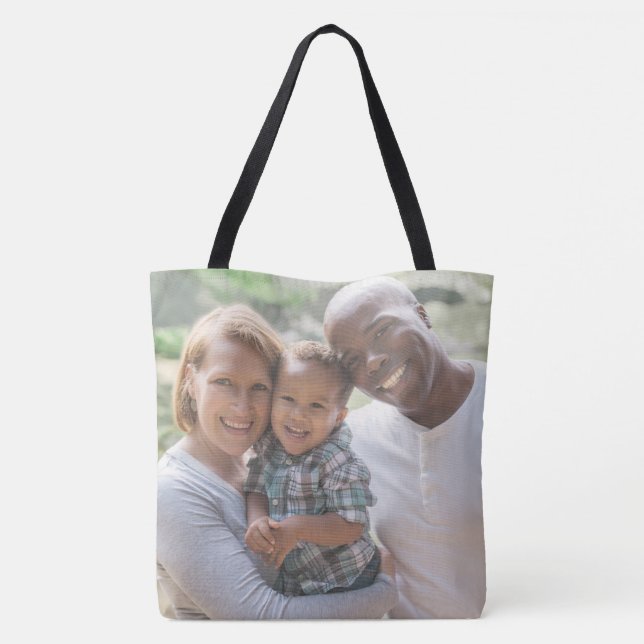 Bolsa Tote Modelo de Fotografia da Família Personalizada com  (Verso)