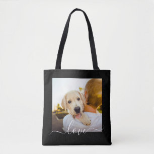 Bolsa Tote Modelo de Fotografia Texto de Amor Carregar Preto
