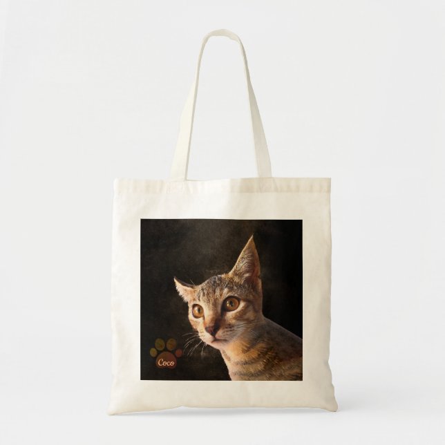 Bolsa Tote Modelo de Manutenção de Foto Personalizada Pet Cat (Frente)