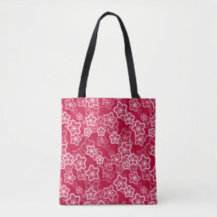 Bolsa Tote modelo de moda rústica floral vermelha