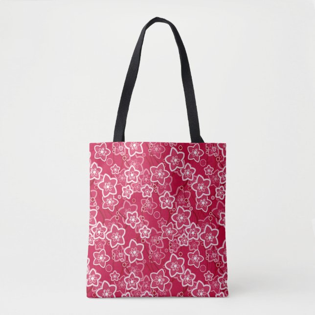 Bolsa Tote modelo de moda rústica floral vermelha (Frente)