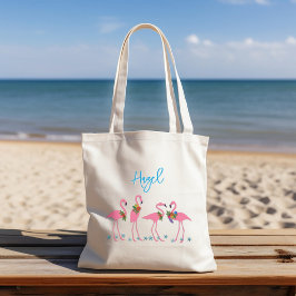 Bolsa Tote Modelo de Nome de Flamingos Presente de Dama de Ho
