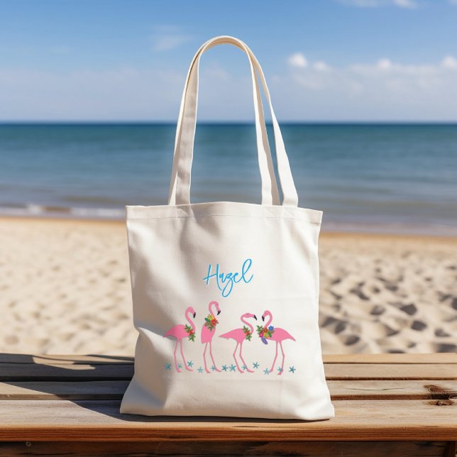 Bolsa Tote Modelo de Nome de Flamingos Presente de Dama de Ho (Criador carregado)