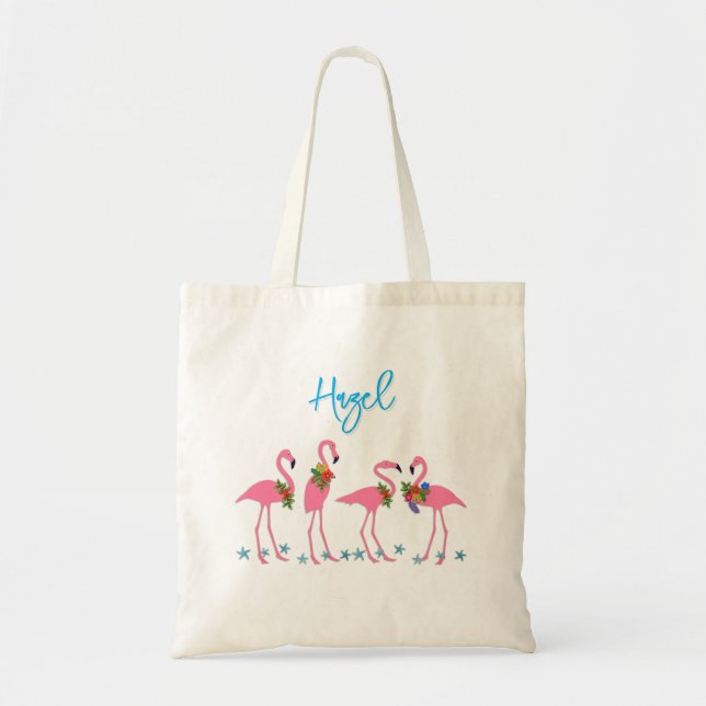 Bolsa Tote Modelo de Nome de Flamingos Presente de Dama de Ho (Frente)