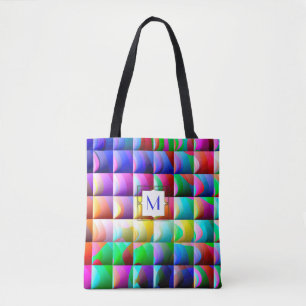 Bolsa Tote Modelo de Padrão do Designer de Quadrados Colorido