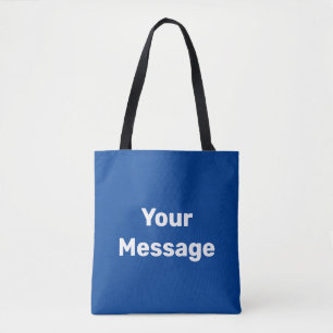 Bolsa Tote Modelo de Texto Simples Azul e Branco