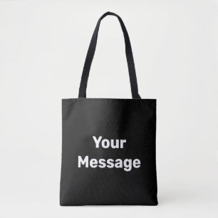 Bolsa Tote Modelo de Texto Simples Preto e Branco