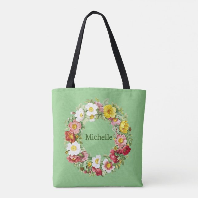 Bolsa Tote Modelo Floral Wreath Springtime (Verso)
