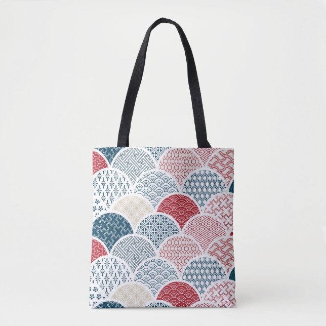 Bolsa Tote modelo geométrico tradicional kimono sketc (Frente)
