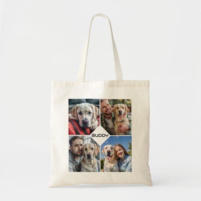 Bolsa Tote modelo personalizado de colagem de fotos de cão (Frente)