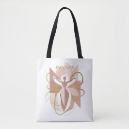 Bolsa Tote Modern Abstract Empower Feminine Gold & Blush Art