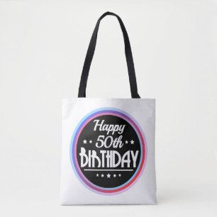 Bolsa Tote Modern Abstrato Happy 50º aniversário