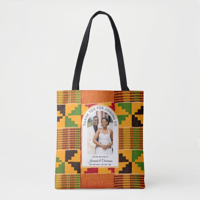 Bolsa Tote Modern African Ghana Kente WEDDING Guest Favor (Frente)