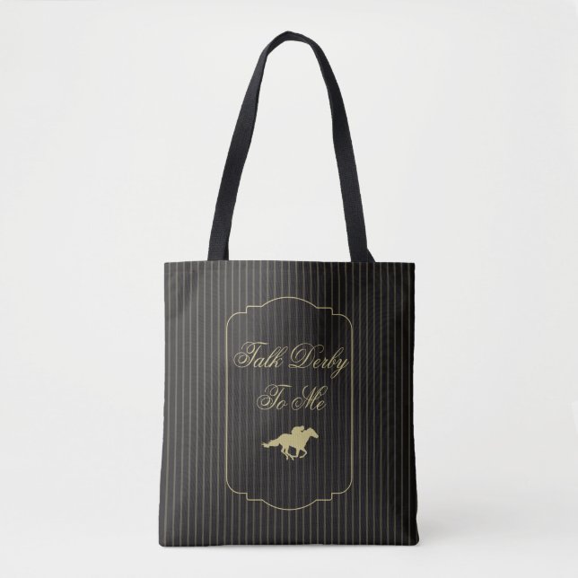 Bolsa Tote Modern Back & Gold Race Horse Derby Party  (Frente)