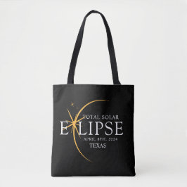 Bolsa Tote Modern Black & Dourado 2024 Texas Total Eclipse So