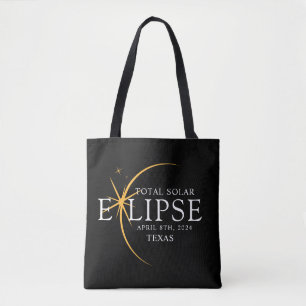 Bolsa Tote Modern Black & Dourado 2024 Texas Total Eclipse So