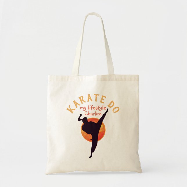 Bolsa Tote Modern Black Sports Karate Silhouette Artes Marcia (Frente)