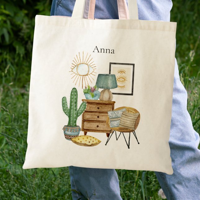 Bolsa Tote Modern Boho Cactus (Criador carregado)